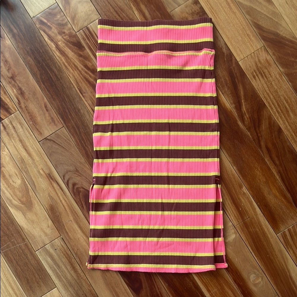 Aerie Striped Pink and Brown Women's Midi Skirt